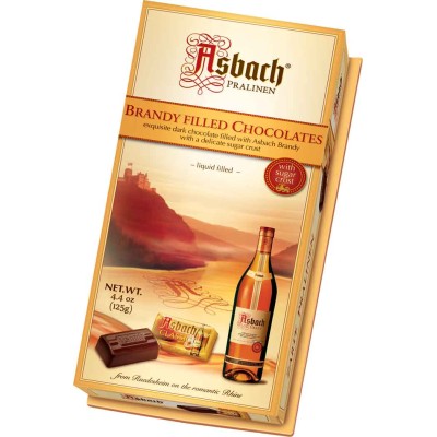 Asbach Small Brandy Filled Chocolate Squares With Sugar Crust Gift Box