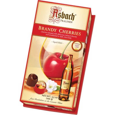 Asbach Small Brandy Filled Chocolate Cherries Without Sugar Crust Box