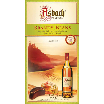 Asbach Small Brandy Filled Chocolate Beans Without Sugar Crust Box