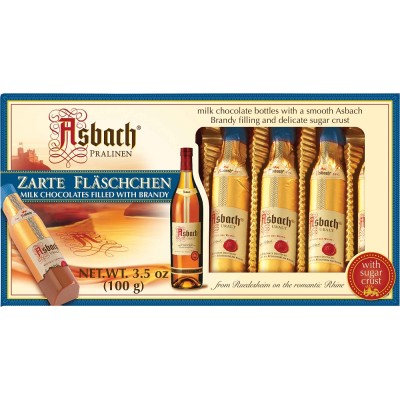 Asbach Milk Chocolate Brandy Bottles Counter Display 8 Pieces with Sugar Crust Window Gift Box