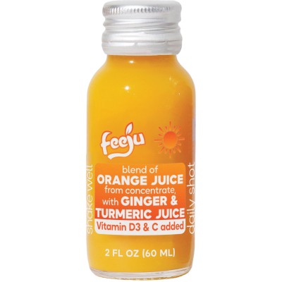 Feeju Orange Juice with Ginger, Turmeric, Vitamin D3 and Vitamin C