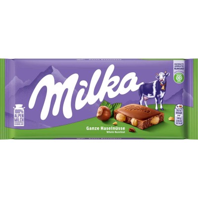 Milka Whole Hazelnuts Chocolate Bar