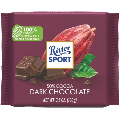 Ritter Sport Dark Chocolate 50% Cacao Bar 