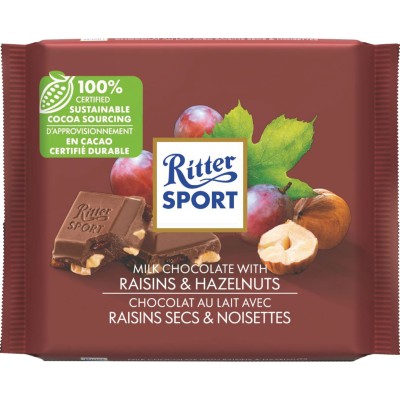 Ritter Sport Raisins & Hazelnut Milk Chocolate Bar 