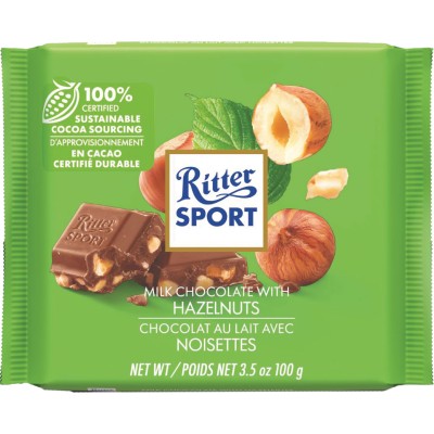 Ritter Sport Milk Chocolate with Chopped Hazelnuts Bar