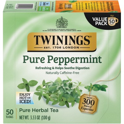 Twinings of London Pure Peppermint Tea 50 Count 