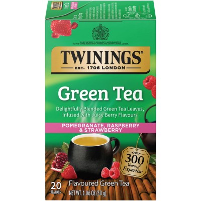 Twinings of London Pomegranate, Raspberry, and Strawberry Green Tea 20 Count