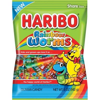 Haribo Rainbow Worms Gummies in Bag