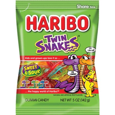 Haribo Twin Snakes Sweet & Sour Gummies in Bag