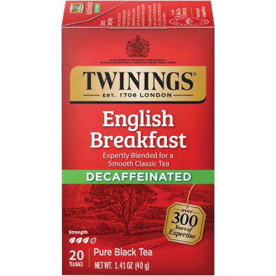 Twinings of London English Breakfast Decaffeinated Tea 20 Count