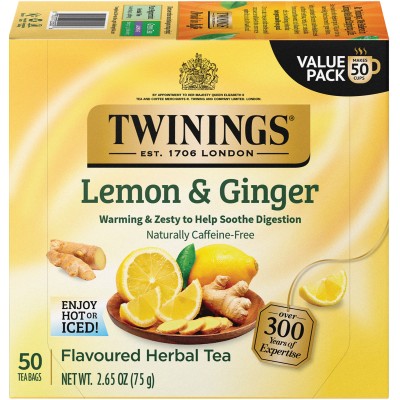 Twinings of London Lemon & Ginger Herbal Tea 50 Count