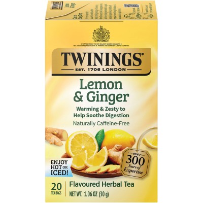 Twinings of London Lemon and Ginger Herbal Tea 20 Count