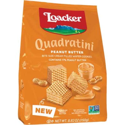 Loacker Quadratini Peanut Butter Wafer Cubes in Bag
