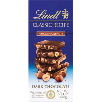 Lindt Classic Recipe Whole Hazelnuts Dark Chocolate Bar