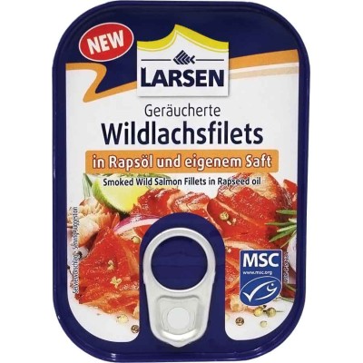 Larsen Smoked Wild Salmon (Wildlachs) Fillets in Rapseed Oil