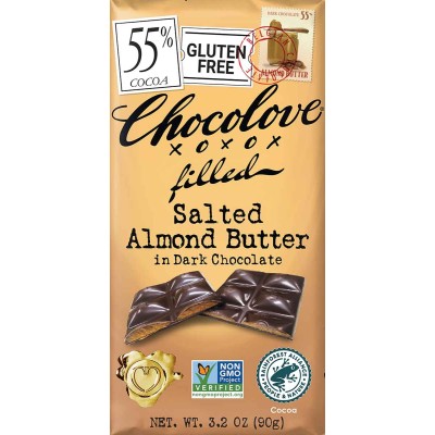 Chocolove Filled Salted Almond Butter in Dark Chocolate Bar