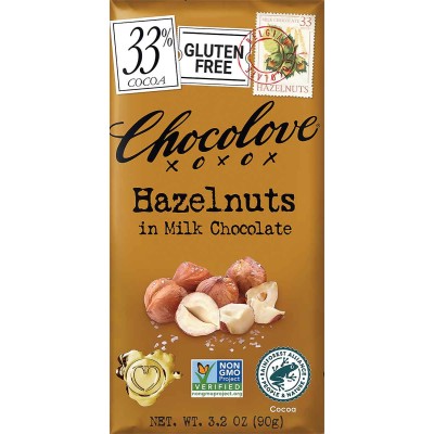 Chocolove Hazelnuts in Milk Chocolate Bar