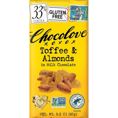 Chocolove Toffee & Almonds in Milk Chocolate Bar