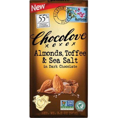 Chocolove Almonds, Toffee & Sea Salt in Dark Chocolate Bar 