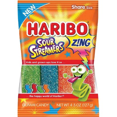 Haribo Zing Sour Streamers Gummies in Bag