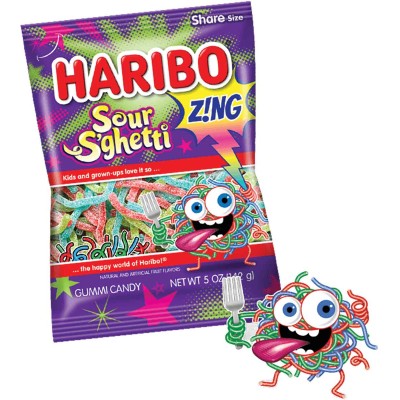 Haribo Zing Sour S'Ghetti Gummies in Bag