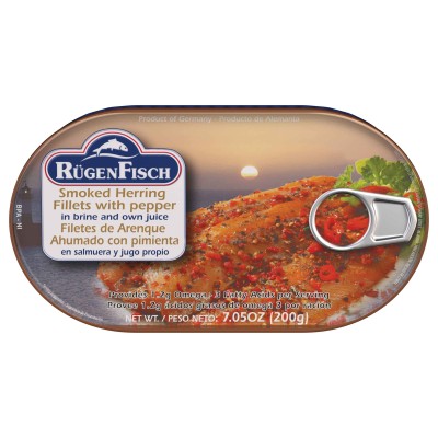 RugenFisch Peppered Smoked Herring Fillets in Tin